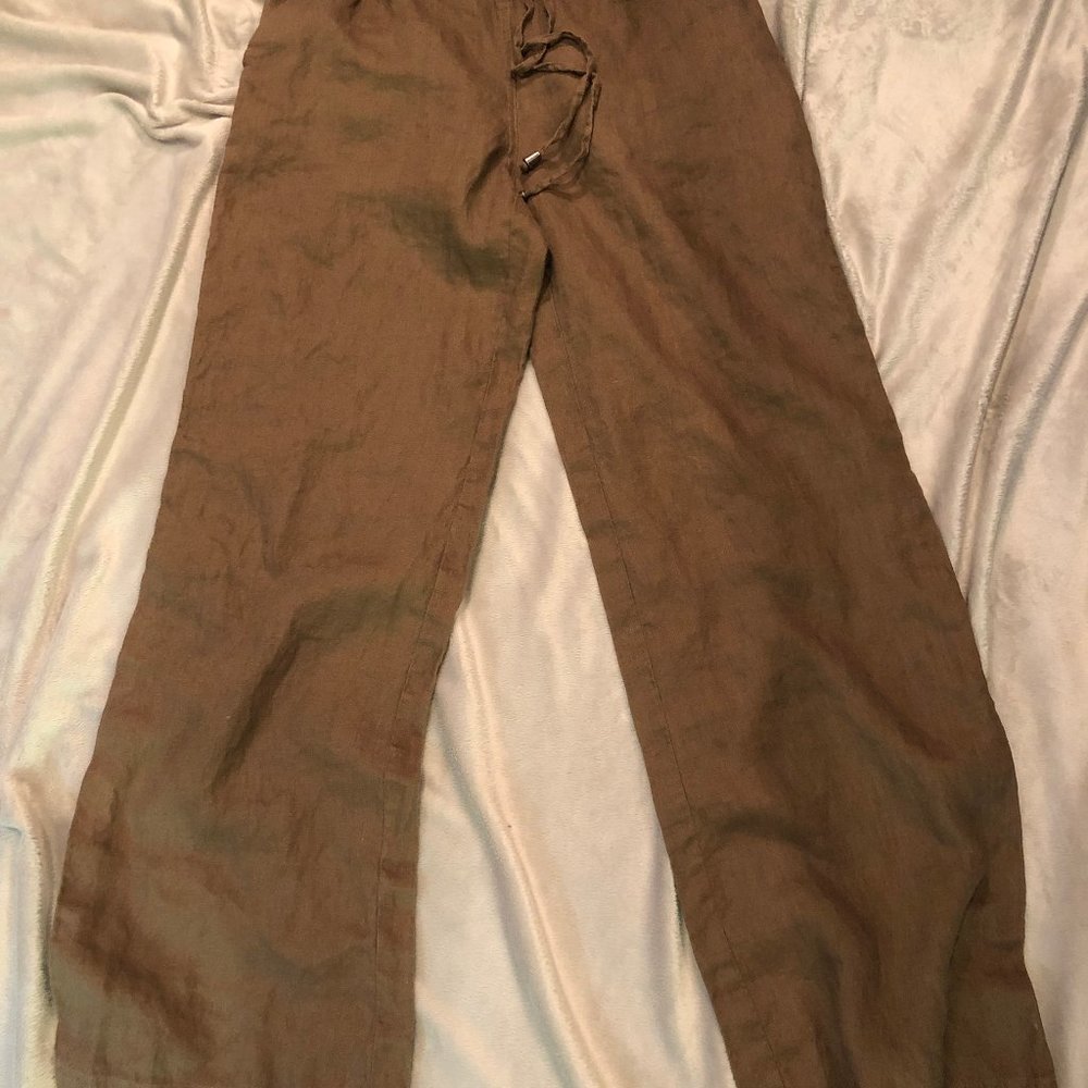 Palazzo pants, linen look.